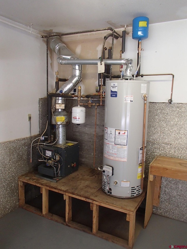 utility room with water heater