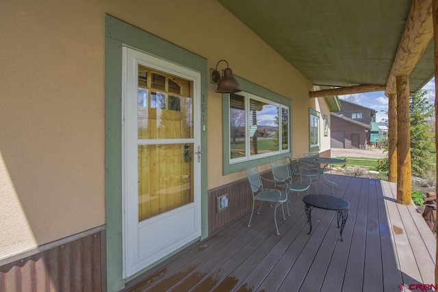 wooden deck with covered porch