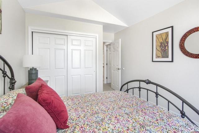 292 E Golf Pl Unit B, Pagosa Springs, CO 81147 - bedroom with carpet flooring, a closet, and vaulted ceiling