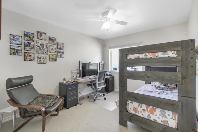 292 E Golf Pl Unit B, Pagosa Springs, CO 81147 - carpeted bedroom with an office area, ceiling fan, and baseboards