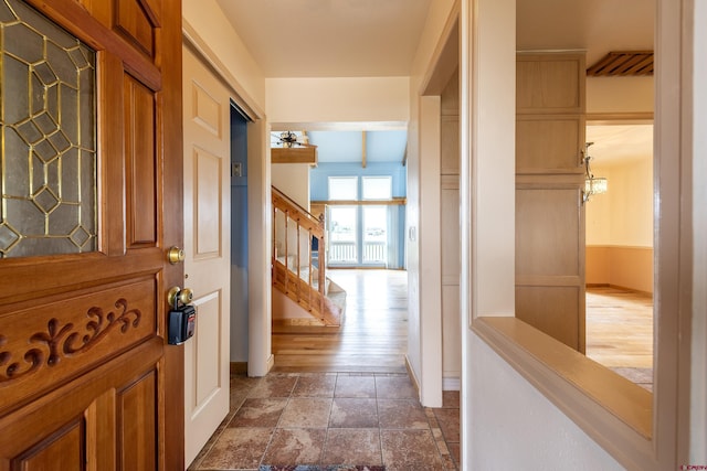 16303 6760th Rd, Montrose, CO 81401 - foyer entrance with baseboards, stairs, and stone tile floors