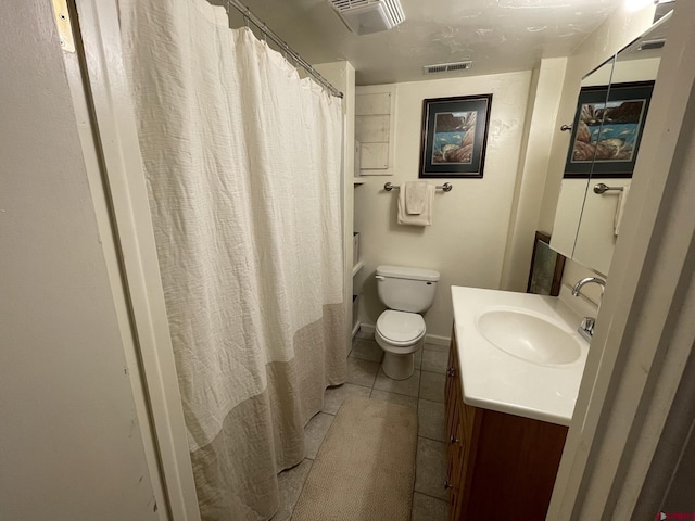 209 Deer Path Ln, Almont, CO 81230 - full bath with tile patterned flooring, vanity, toilet, and curtained shower
