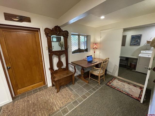 209 Deer Path Ln, Almont, CO 81230 - home office with dark tile patterned flooring