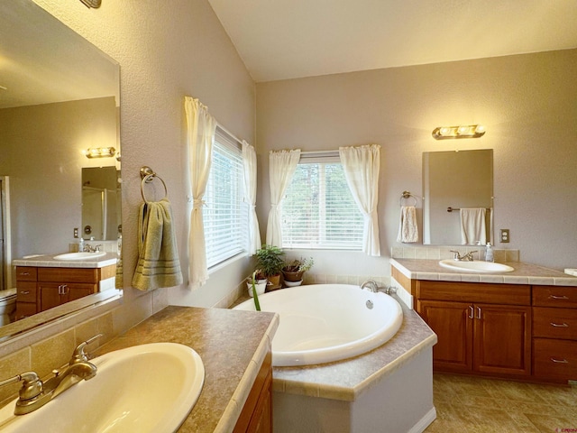 360 Forest Hill Rd, Ridgway, CO 81432 - full bathroom featuring two vanities, a bath, and a shower