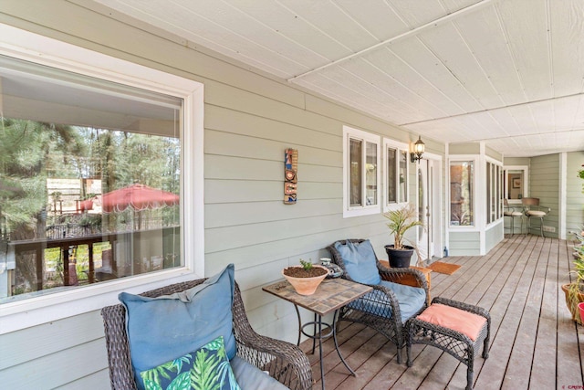 wooden terrace with covered porch