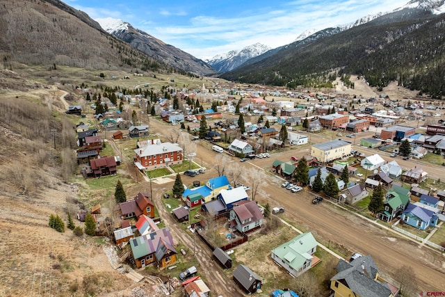 1257 Snowden St, Silverton, CO 81433 - aerial view of property and surrounding area with mountains and nearby suburban area