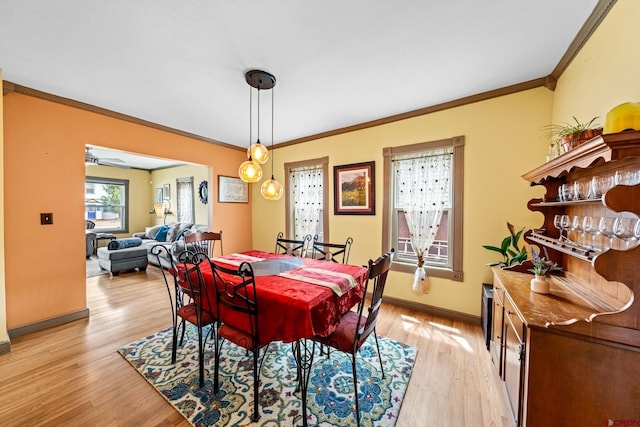 1257 Snowden St, Silverton, CO 81433 - dining space with crown molding, light wood-style floors, and baseboards