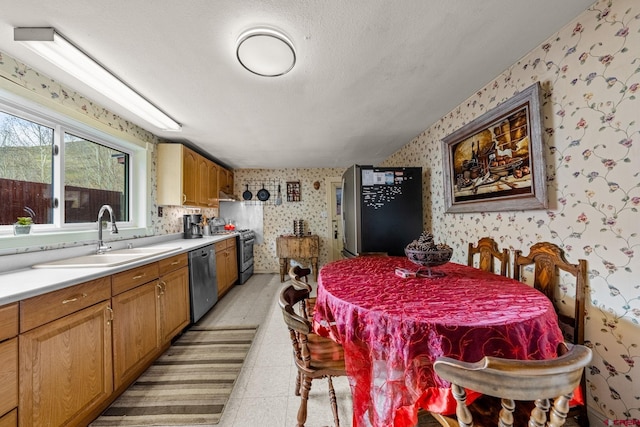 1257 Snowden St, Silverton, CO 81433 - dining area featuring wallpapered walls and a textured ceiling