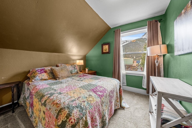 1257 Snowden St, Silverton, CO 81433 - bedroom with carpet flooring, lofted ceiling, baseboards, and a textured wall