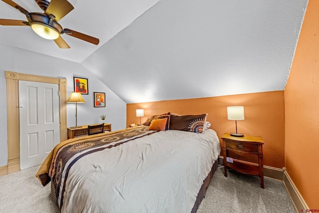 1257 Snowden St, Silverton, CO 81433 - bedroom with vaulted ceiling, carpet flooring, baseboards, and a ceiling fan