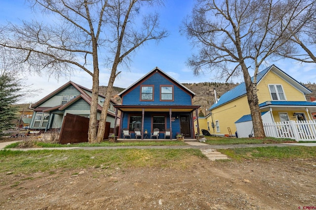 1257 Snowden St, Silverton, CO 81433 - view of front of property with covered porch and fence
