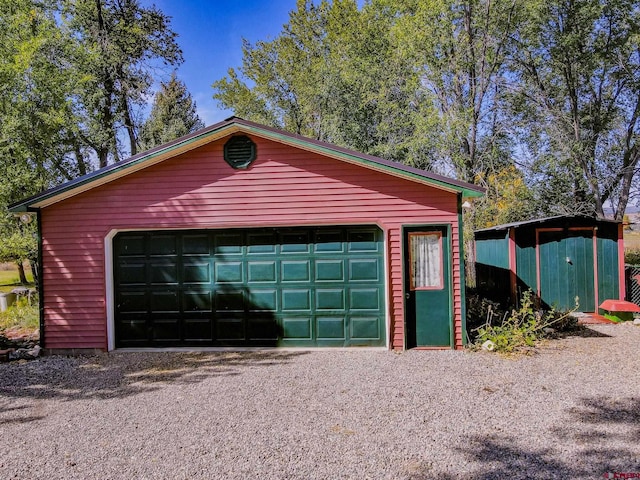 view of detached garage