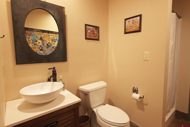 10491 54 7/10 Rd, Molina, CO 81646 - bathroom with toilet, vanity, and a shower with shower curtain