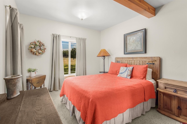 584 Oren Rd, Pagosa Springs, CO 81147 - bedroom with light carpet and beam ceiling