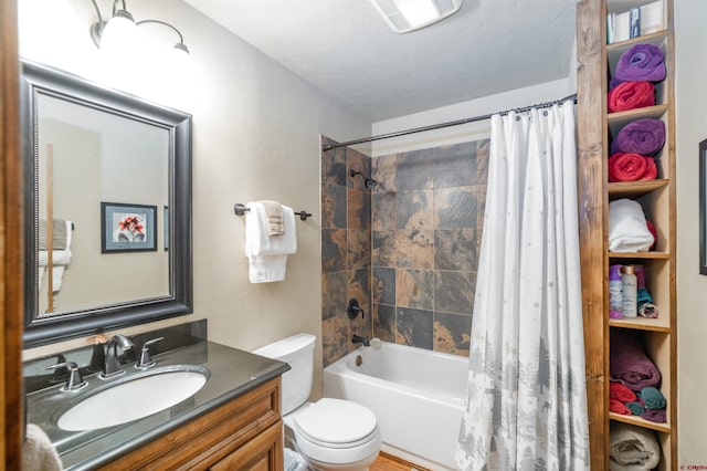 520 Los Ranchitos Dr, Durango, CO 81301 - full bathroom with toilet, vanity, and shower / bath combo with shower curtain