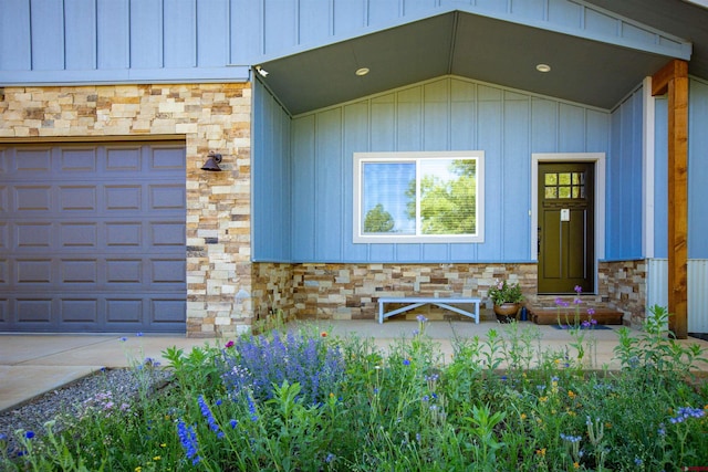 1223 Trails Blvd, Pagosa Springs, CO 81147 - entrance to property with stone siding and a garage