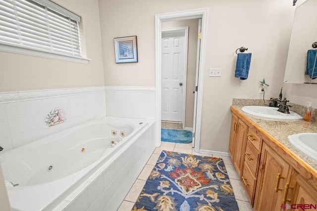 1060 Alta Vista Dr, Craig, CO 81625 - full bath with a whirlpool tub, tile patterned floors, and double vanity