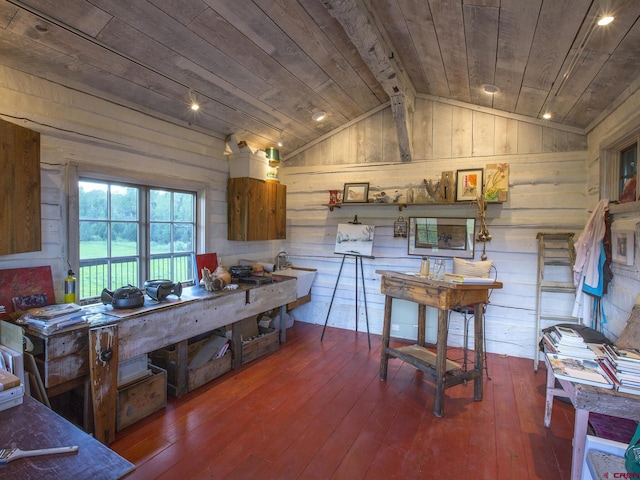 1789 County Road 44z S, Norwood, CO 81423 - kitchen with wood ceiling, wood-type flooring, wooden walls, and a sink