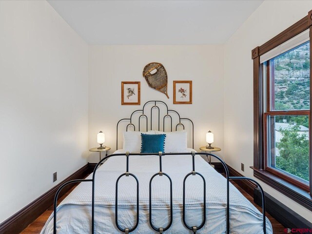 645 2nd St, Ouray, CO 81427 - bedroom with wood finished floors and baseboards