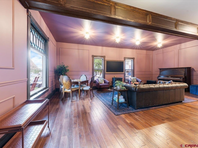 645 2nd St, Ouray, CO 81427 - living area featuring hardwood / wood-style flooring and a decorative wall