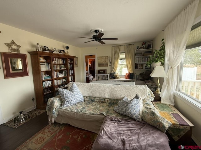 15556 D Rd, Delta, CO 81416 - living room with a ceiling fan, wood finished floors, and baseboards
