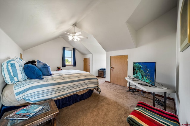 11611 Rd 28.1, Dolores, CO 81323 - carpeted bedroom featuring lofted ceiling and a ceiling fan
