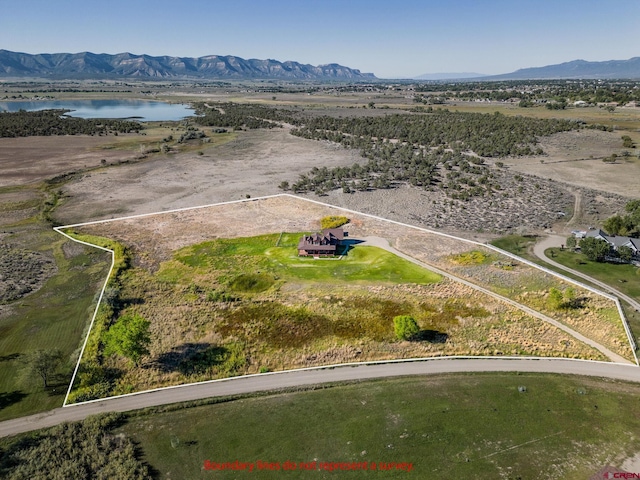 11611 Rd 28.1, Dolores, CO 81323 - aerial view of property's location with a water and mountain view and property parcel outlined