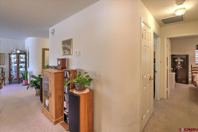 16 Mosswood Dr, Pagosa Springs, CO 81147 - hallway with light carpet and a textured ceiling