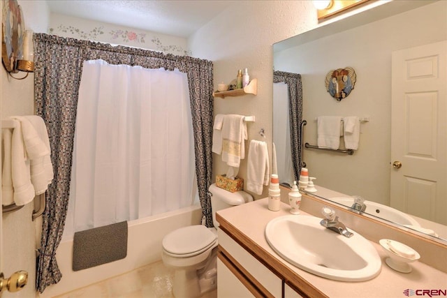 16 Mosswood Dr, Pagosa Springs, CO 81147 - full bathroom with toilet, vanity, and shower / tub combo with curtain