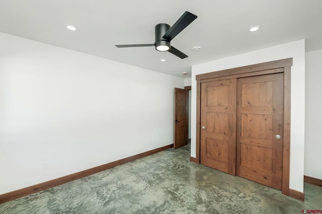 70 Lexie Ct, Crested Butte, CO 81224 - bedroom with baseboards, recessed lighting, a closet, and ceiling fan