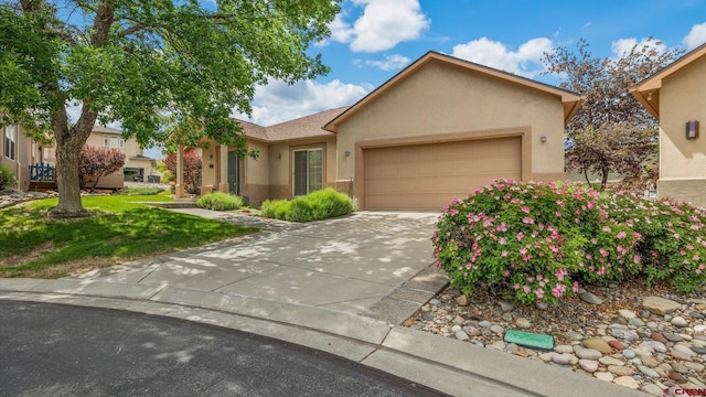 2384 Ridge Circle Dr Unit 14, Grand Junction, CO 81507 - view of front of property featuring stucco siding, an attached garage, and concrete driveway