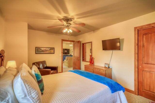 135 Eaton Dr Unit 1012, Pagosa Springs, CO 81147 - bedroom with carpet, ceiling fan, and baseboards