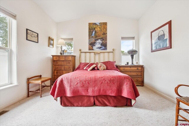 502 S Juniper Pl, Cortez, CO 81321 - carpeted bedroom with vaulted ceiling and baseboards