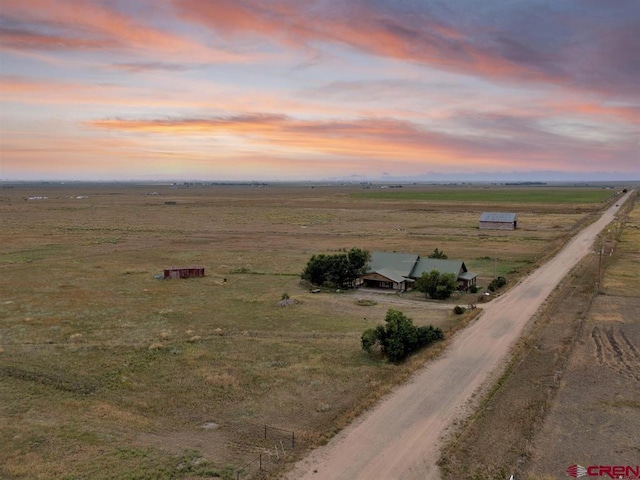 aerial view at dusk of a view of countryside