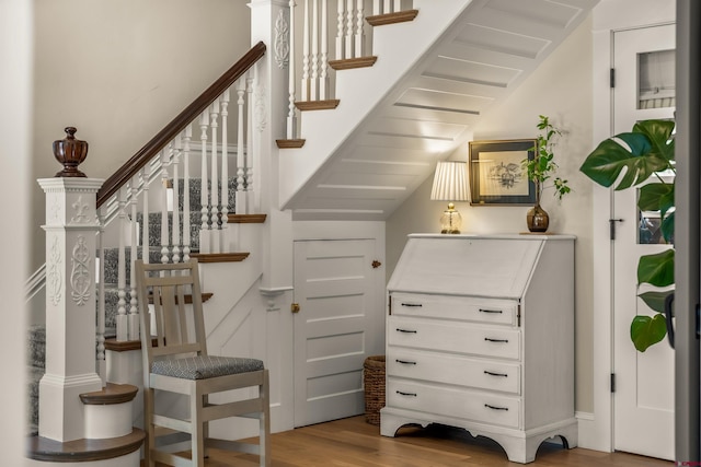 414 N Spruce St, Gunnison, CO 81230 - staircase with wood finished floors