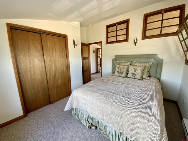 865 County Road 17, Gunnison, CO 81230 - carpeted bedroom with a baseboard radiator, a closet, and baseboards