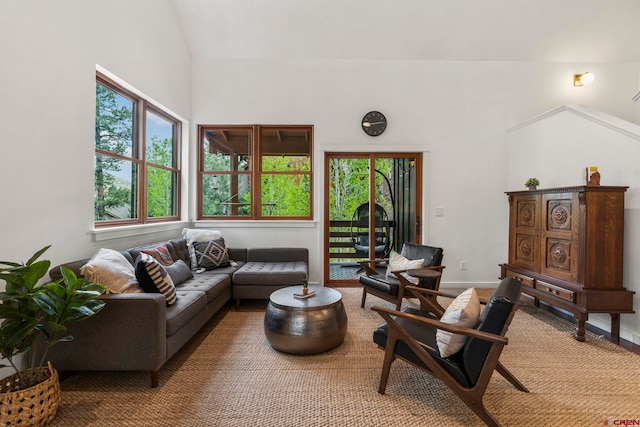 36 Tenderfoot Ct Unit J, Durango, CO 81301 - living area featuring high vaulted ceiling