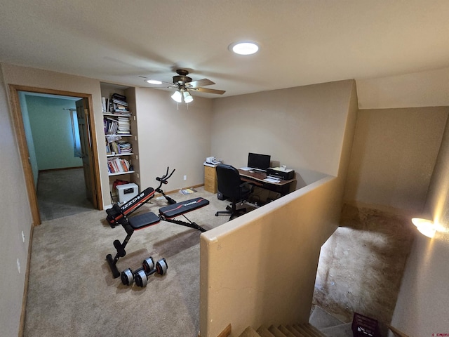 4189 Crowther Ln, Alamosa, CO 81101 - office featuring ceiling fan, carpet flooring, baseboards, and recessed lighting