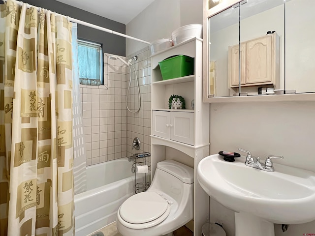 214 S Valley, Cortez, CO 81321 - bathroom featuring shower / tub combo with curtain, toilet, and a sink