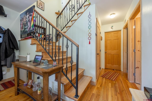 3515 Bennett St, Durango, CO 81301 - staircase with wood finished floors and baseboards