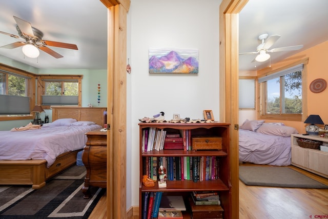 3515 Bennett St, Durango, CO 81301 - bedroom featuring wood finished floors and a ceiling fan