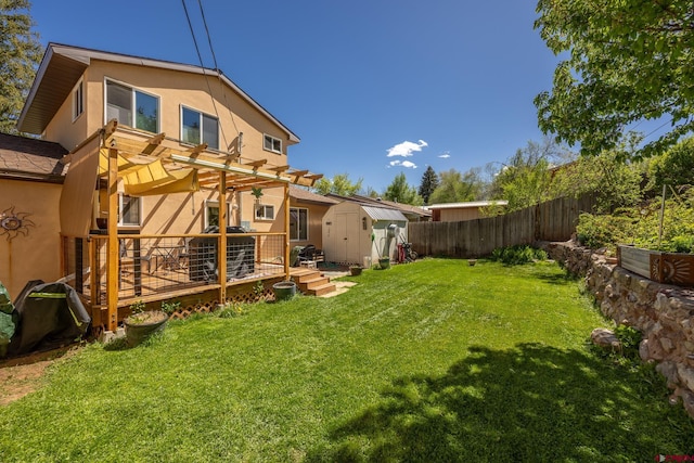 3515 Bennett St, Durango, CO 81301 - back of house featuring stucco siding, a deck, and a pergola