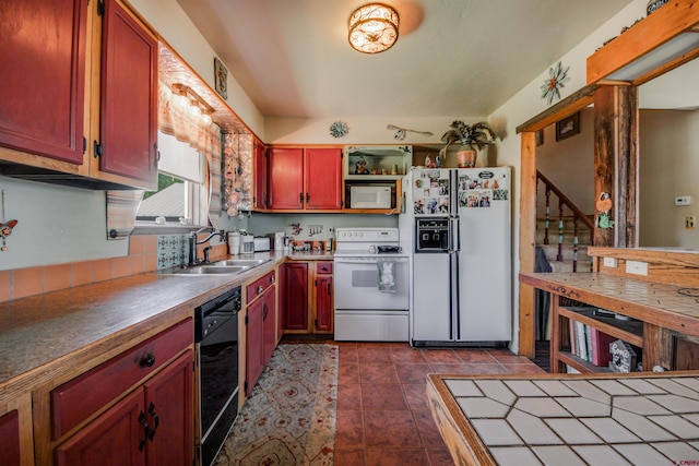 399 E Schroder Dr, Bayfield, CO 81122 - kitchen with white appliances, a sink, and dark tile patterned floors