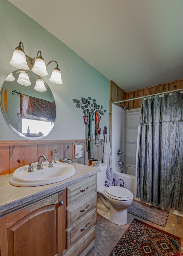 399 E Schroder Dr, Bayfield, CO 81122 - bathroom with vanity, shower / bath combo, toilet, and tile patterned floors