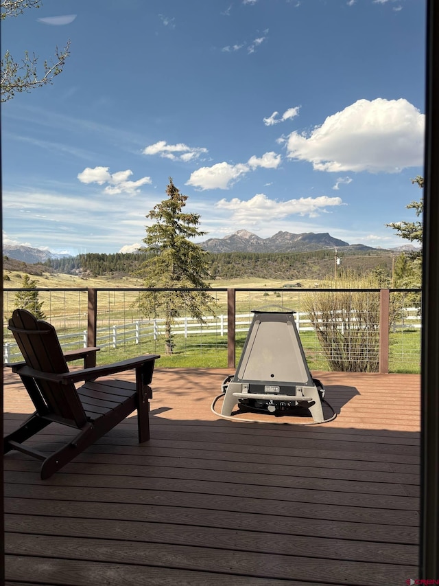 541 Perry Dr, Pagosa Springs, CO 81147 - wooden terrace featuring a mountain view and a rural view
