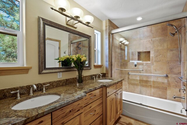 50 W Durango Ridge Rd, Durango, CO 81301 - bathroom featuring shower / bath combination with glass door and double vanity