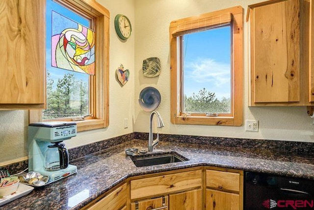 538 Rugby Mines Rd, Walsenburg, CO 81089 - kitchen with a sink, dishwasher, healthy amount of natural light, and dark stone counters