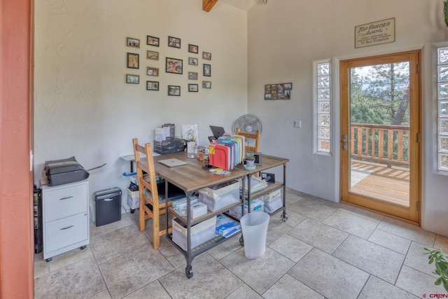 520B Whispering Wood Dr, Pagosa Springs, CO 81147 - dining space with an office area and stone tile flooring