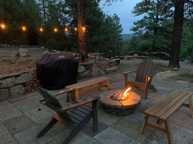 520B Whispering Wood Dr, Pagosa Springs, CO 81147 - view of patio / terrace with a fire pit and area for grilling