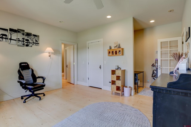 15307 Rd R, Cahone, CO 81320 - living area featuring wood finished floors, baseboards, recessed lighting, and a ceiling fan